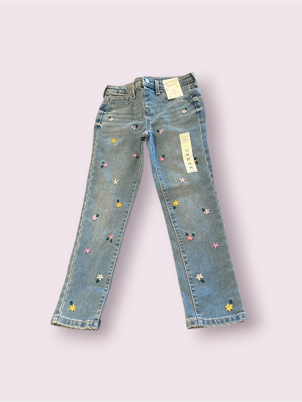 Girls' Light Wash Floral Embroidered Jeans Skinny Mid Rise NWT Sz 6X Skinny